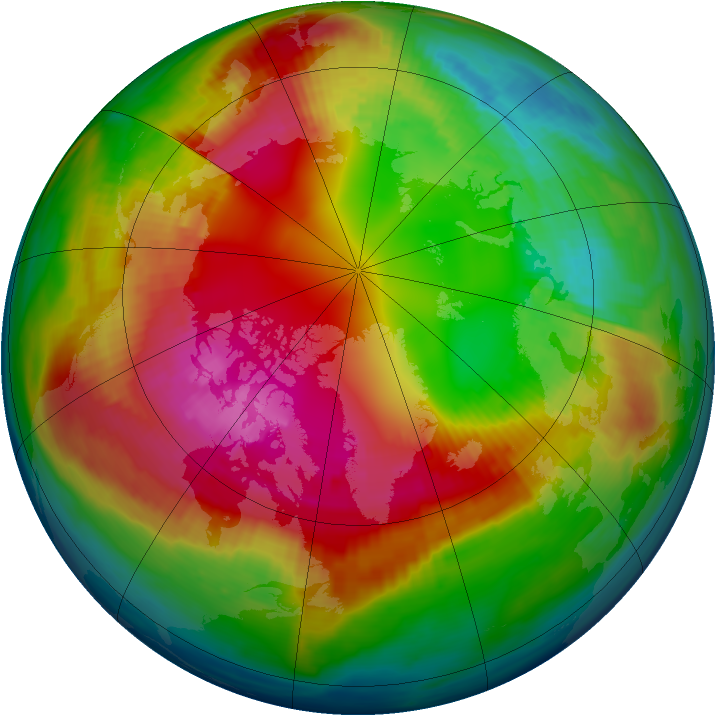 Arctic ozone map for 13 February 1990